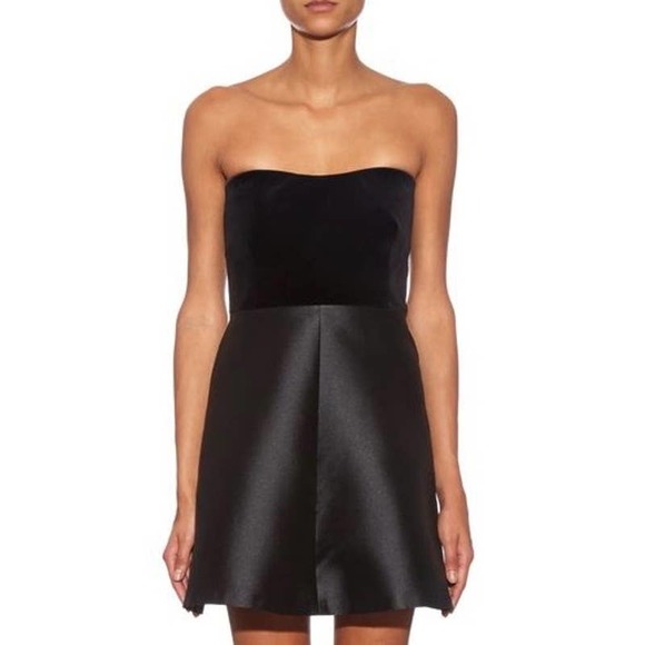 RED VALENTINO Dress Womens 0 Black Strapless Velvet Silk Twill Mini Fit Flare 38 - Picture 14 of 14